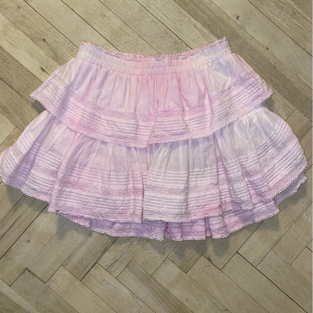 LoveShackFancy Pink Ruffle Mini Skirt